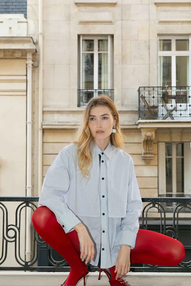 BOBO PARIS Vicky chemise superposition rayures coton oversize