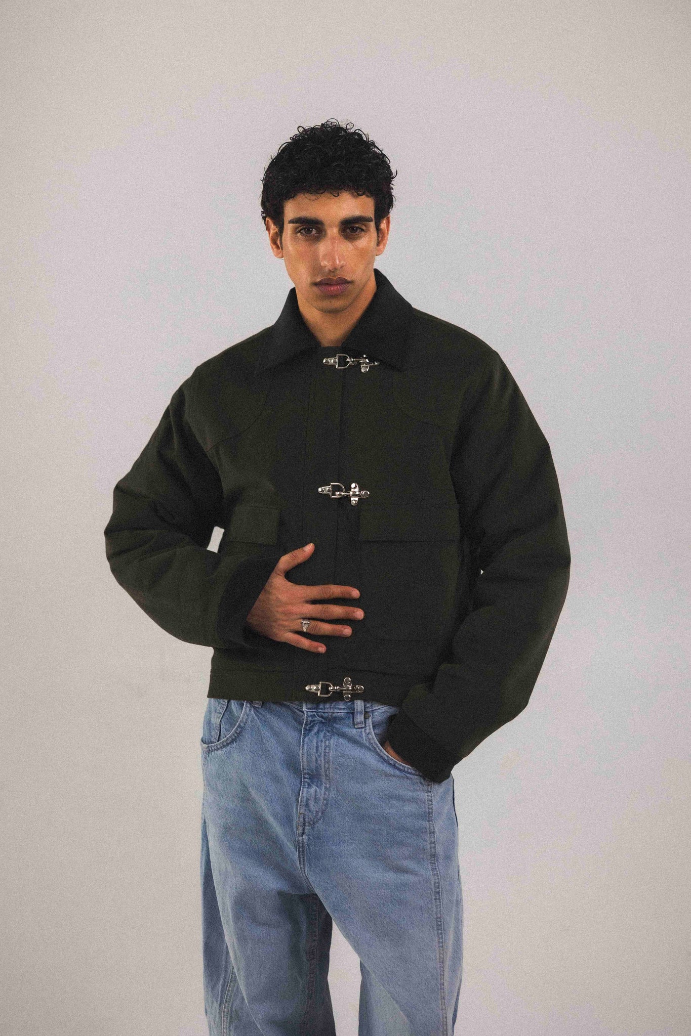 BOBO PARIS Adam blouson court vert moleskine unisexe