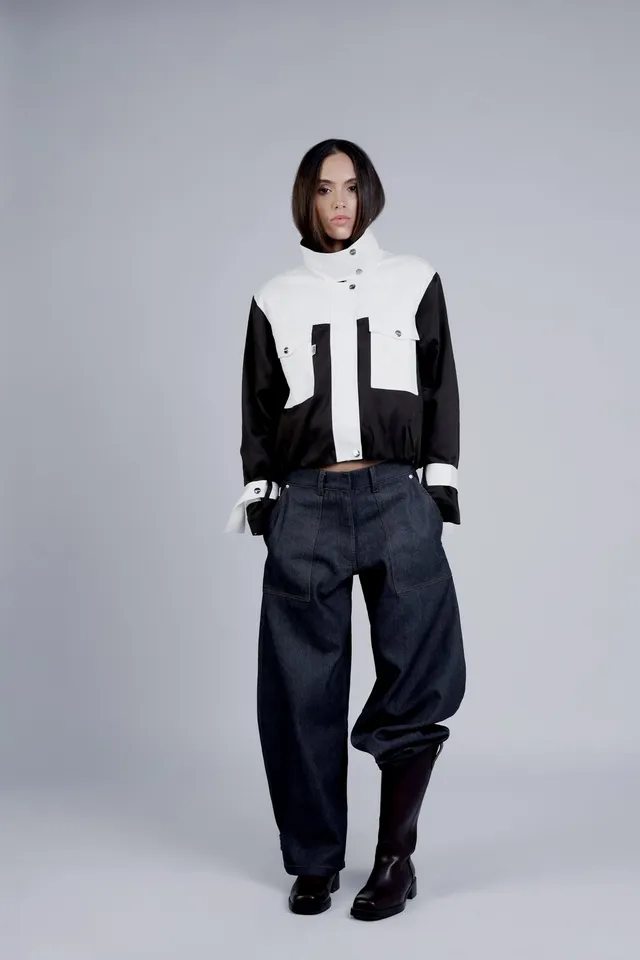 BOBO PARIS Camille veste col montant marron coton