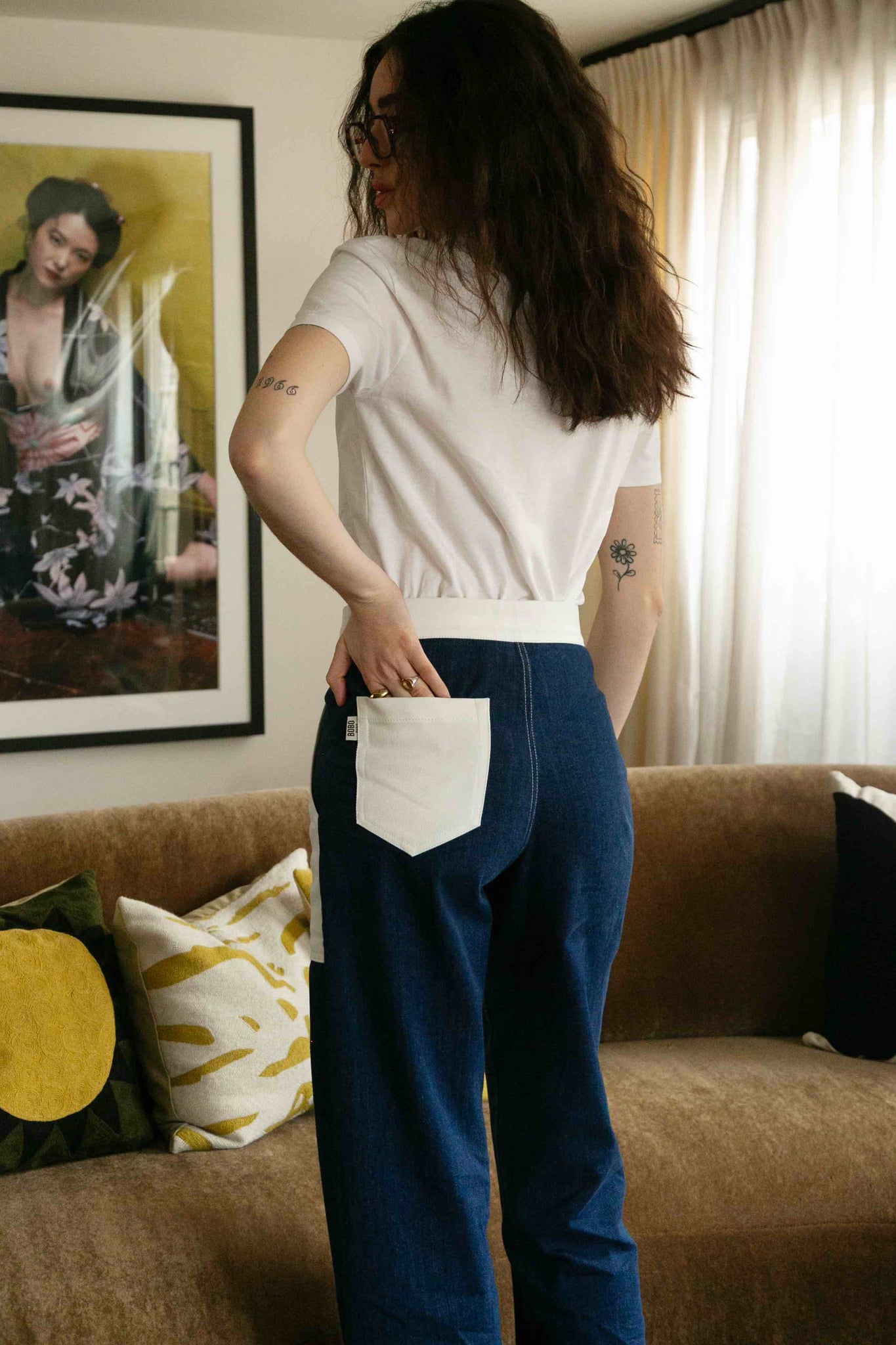 BOBO PARIS Bourgogne pantalon jean bicolore femme