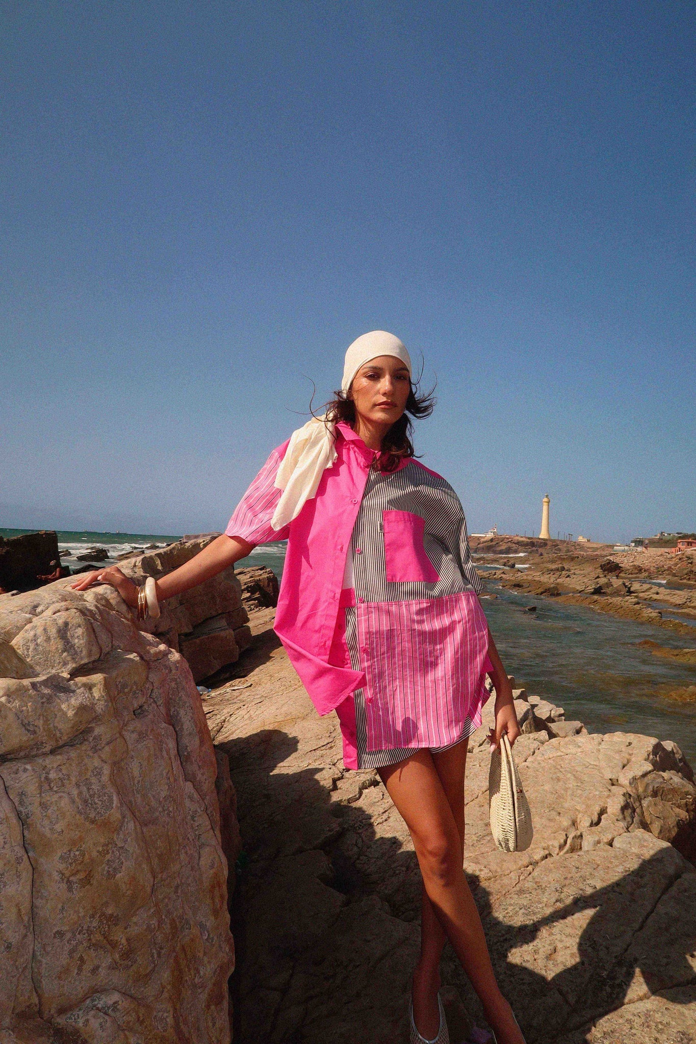 BOBO PARIS Naya chemise patchwork rose oversize