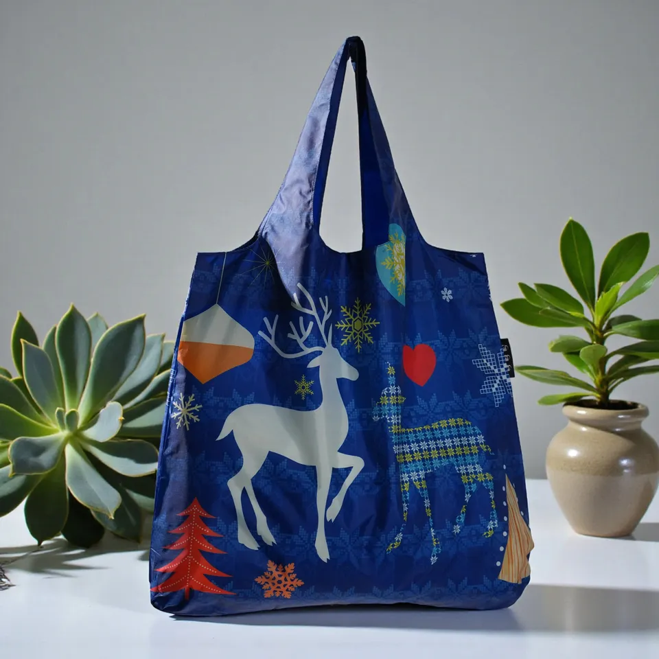 Envirosax Cerfs de Noël sac courses cadeau polyester