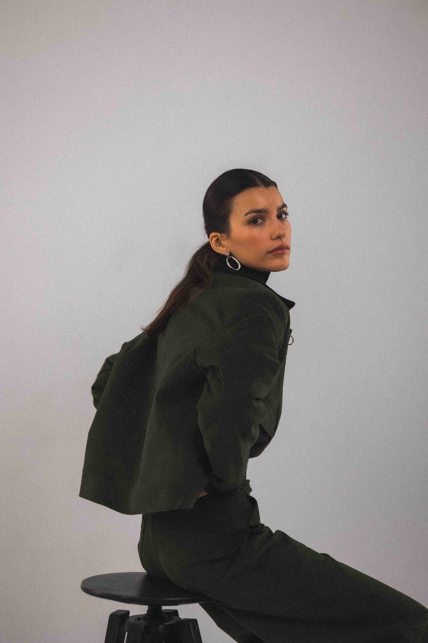 BOBO PARIS Adam blouson court vert moleskine unisexe