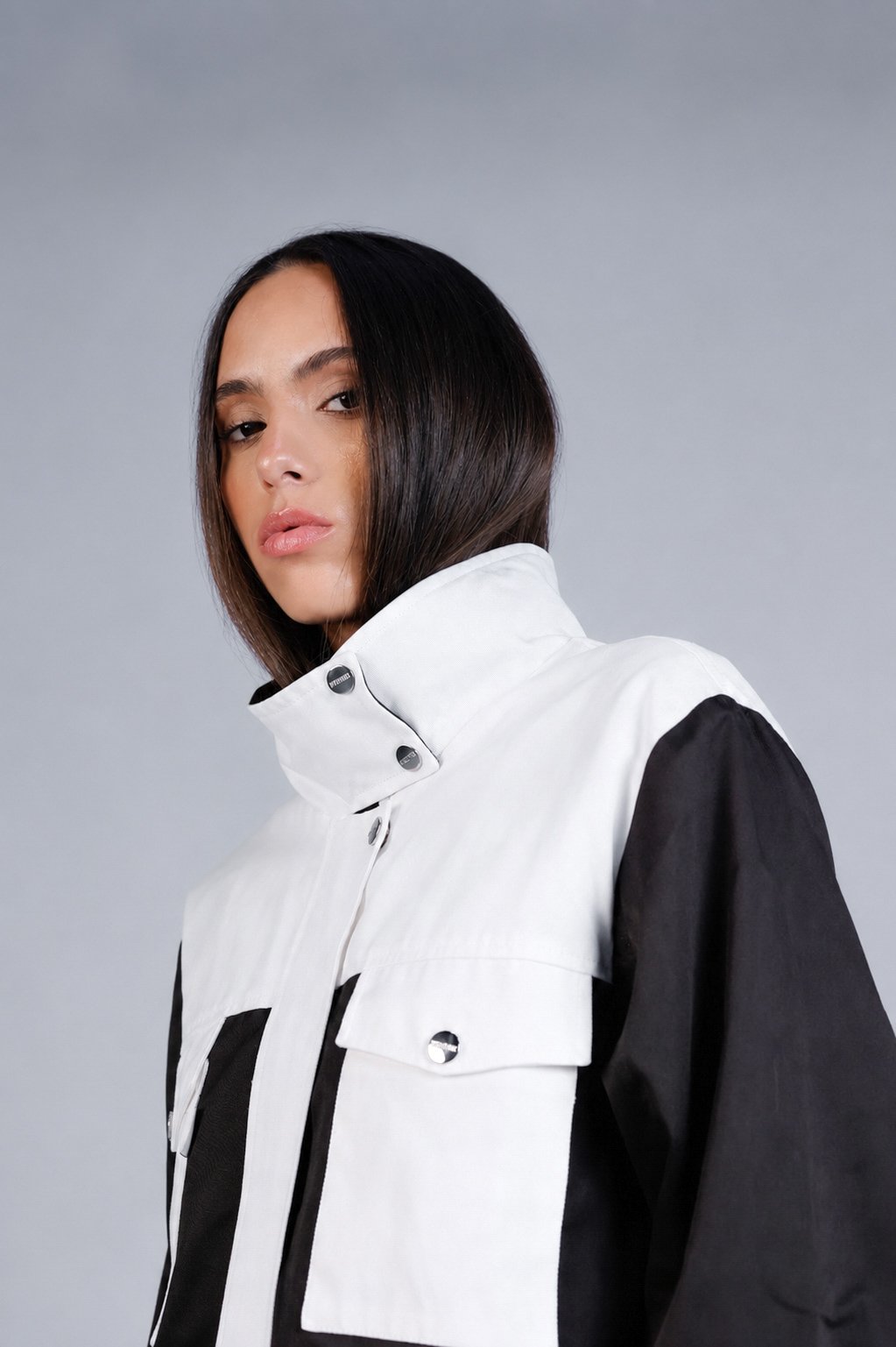 BOBO PARIS Camille veste col montant marron coton