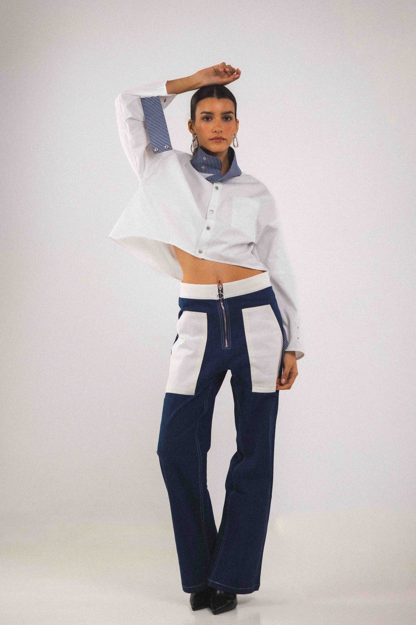 BOBO PARIS Bourgogne pantalon jean bicolore femme