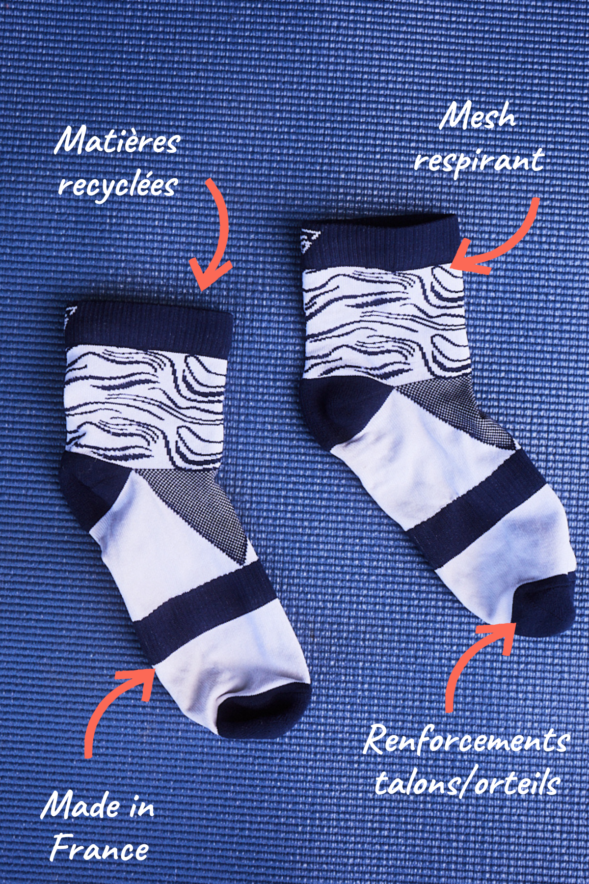 Gayaskin Vagues chaussettes sport femme mi-hautes respirantes