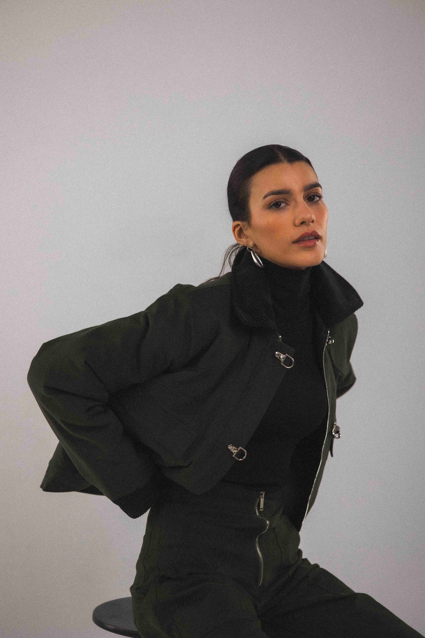 BOBO PARIS Adam blouson court vert moleskine unisexe