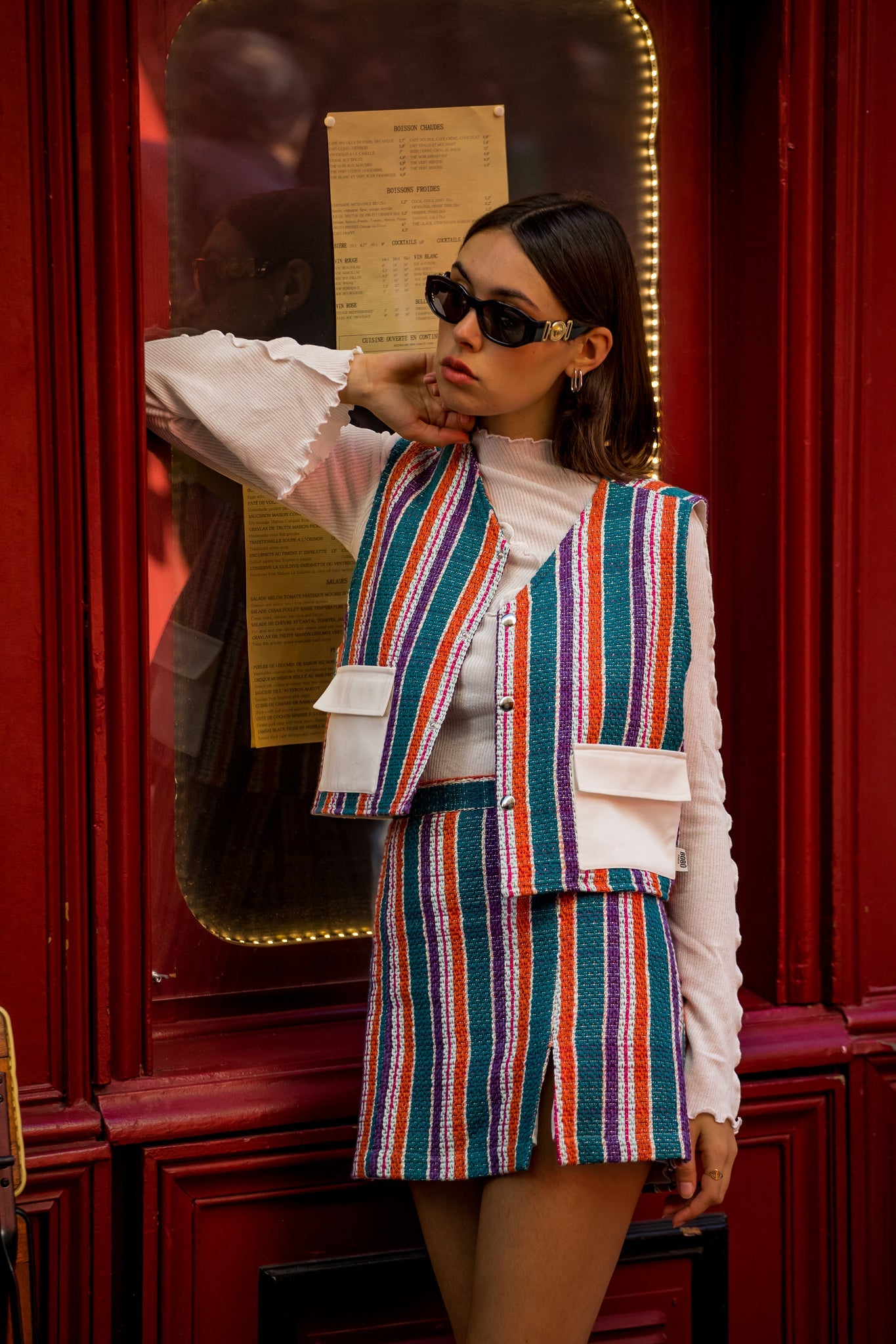 BOBO PARIS Véra Gilet Tweed Crop 100% coton