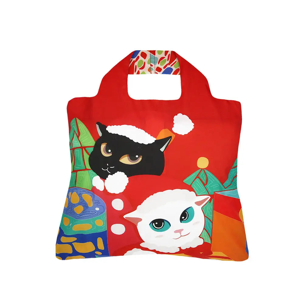 Envirosax Chat de Noël sac réutilisable rouge polyester