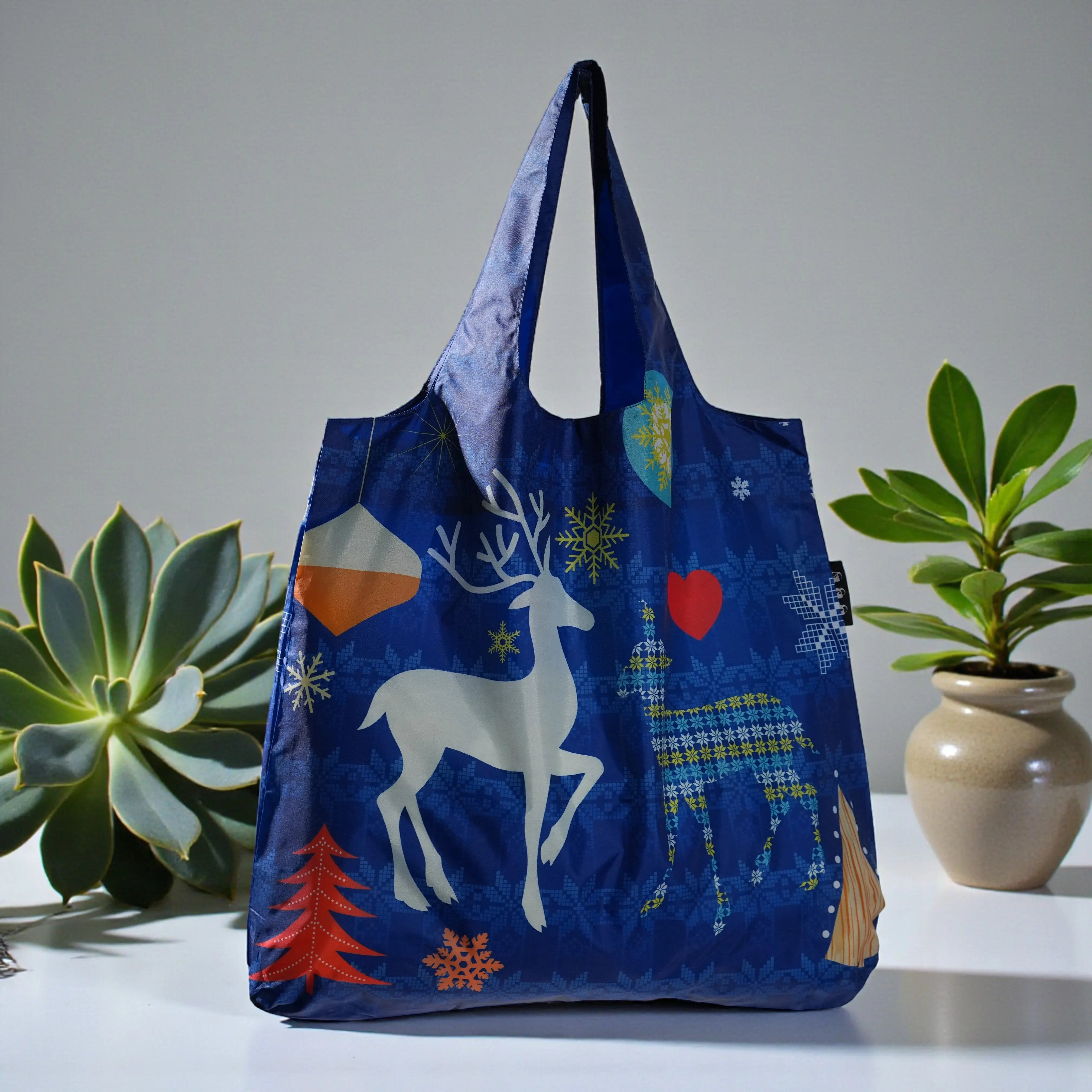 Envirosax Cerfs de Noël sac courses cadeau polyester