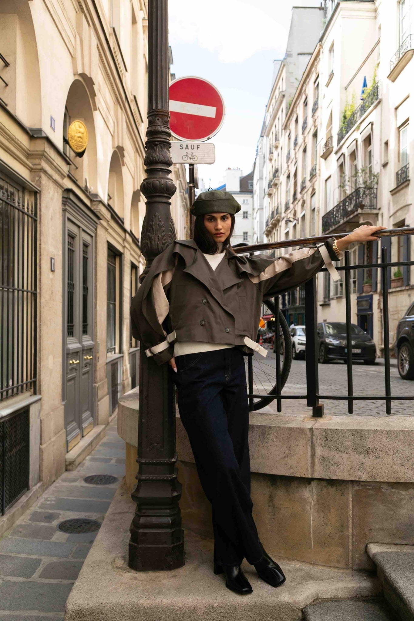 BOBO PARIS Anita trench court vert coton upcyclé
