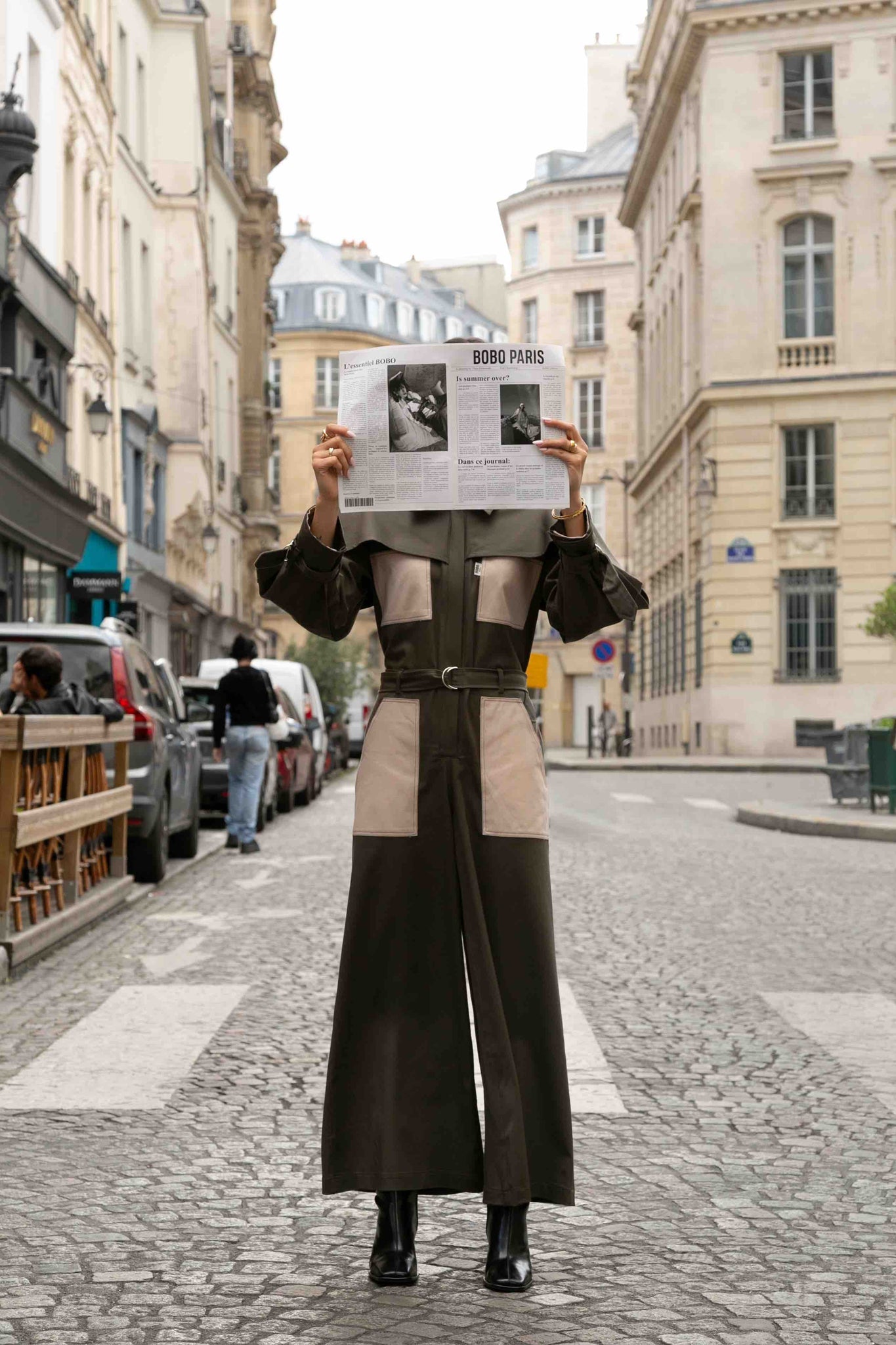 BOBO PARIS Jacqueline combinaison cape vert coton upcyclé