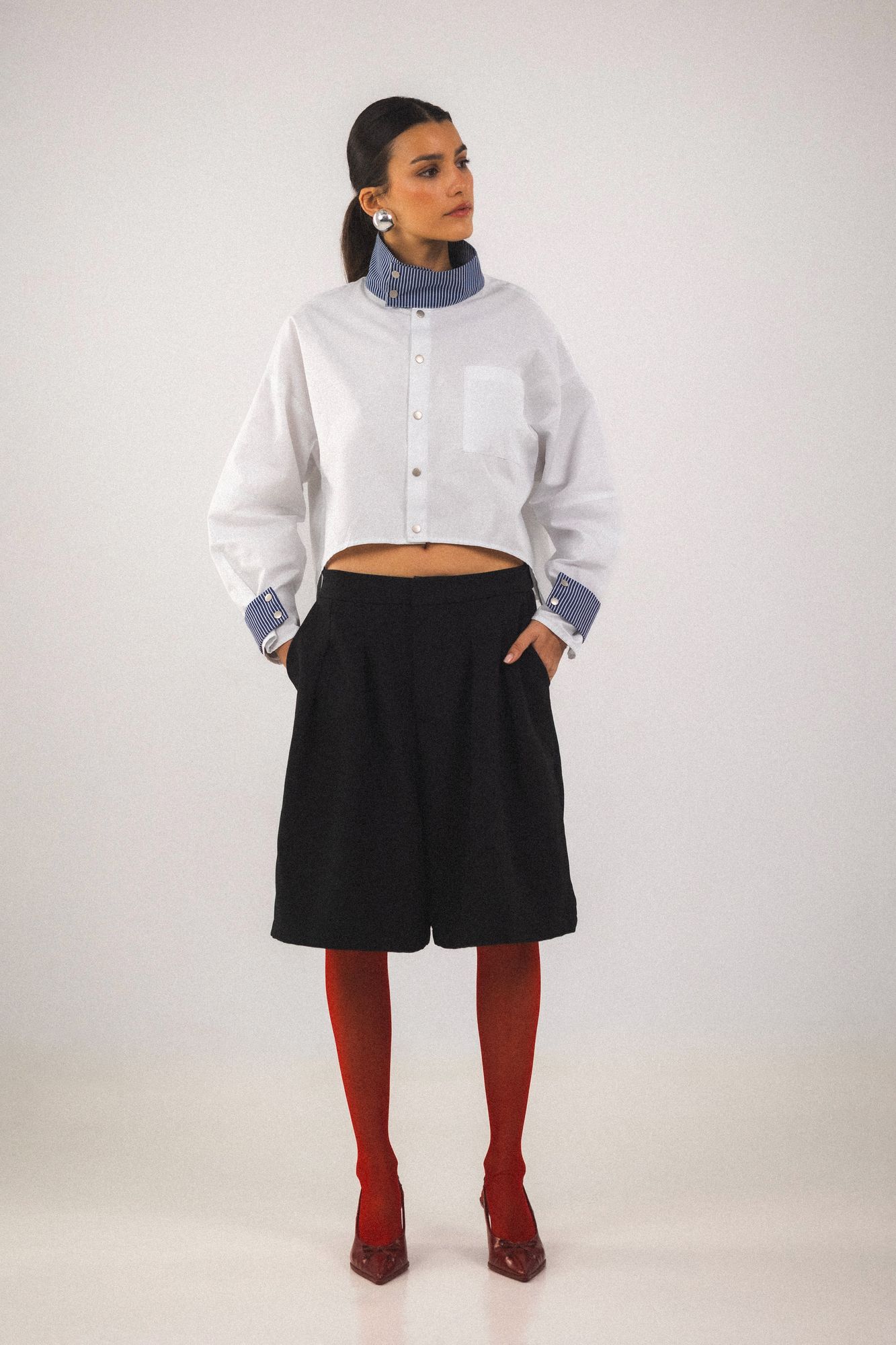 BOBO PARIS Aya chemise col montant blanc coton
