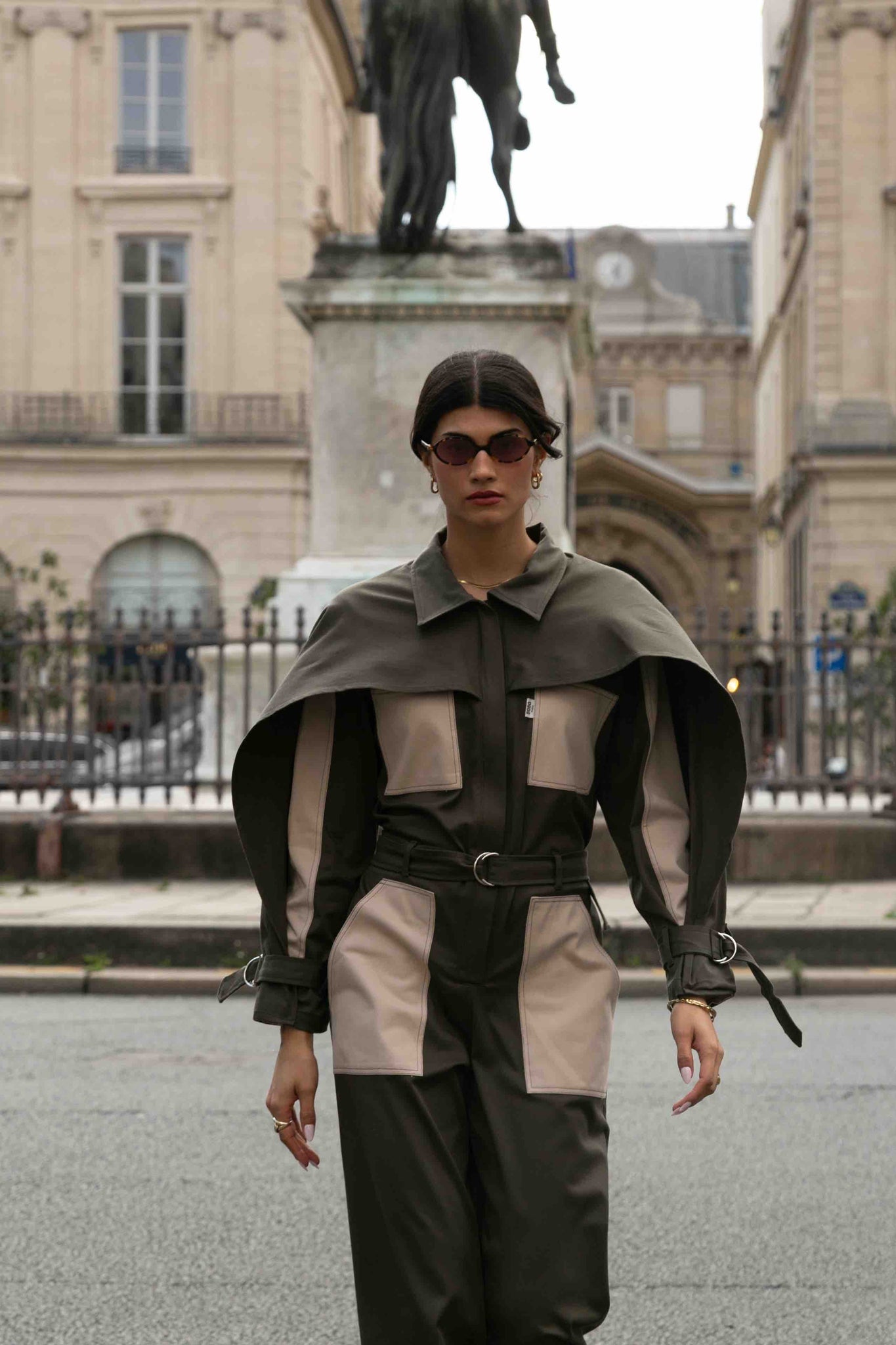 BOBO PARIS Jacqueline combinaison cape vert coton upcyclé