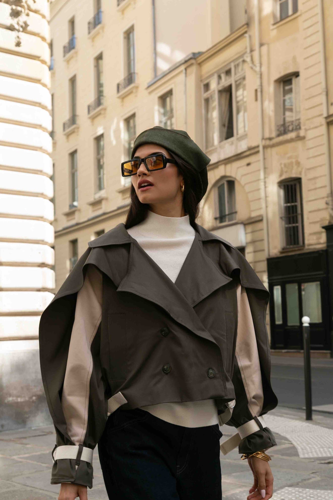 BOBO PARIS Anita trench court vert coton upcyclé