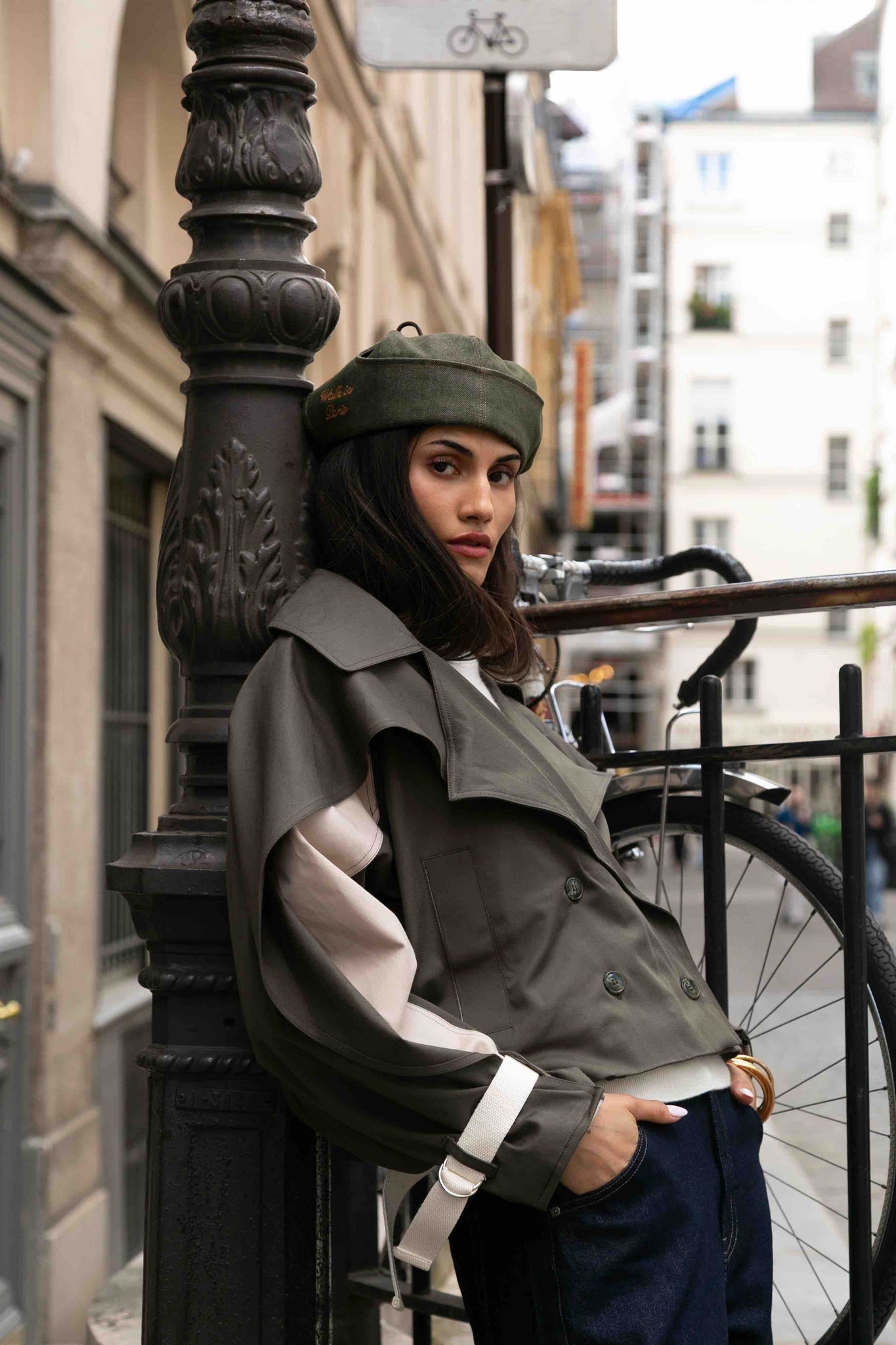 BOBO PARIS Anita trench court vert coton upcyclé