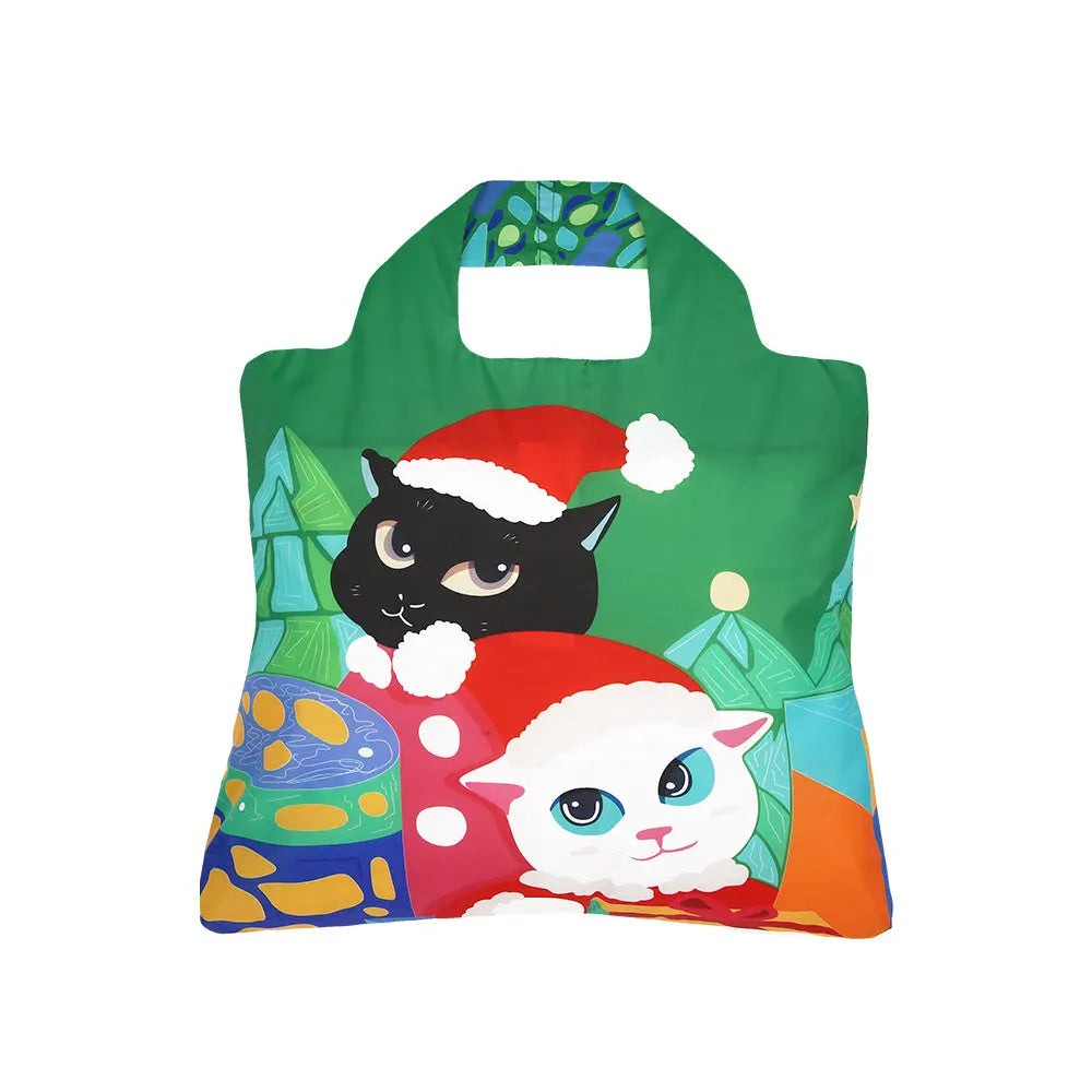 Envirosax Chat de Noël vert sac réutilisable cadeau