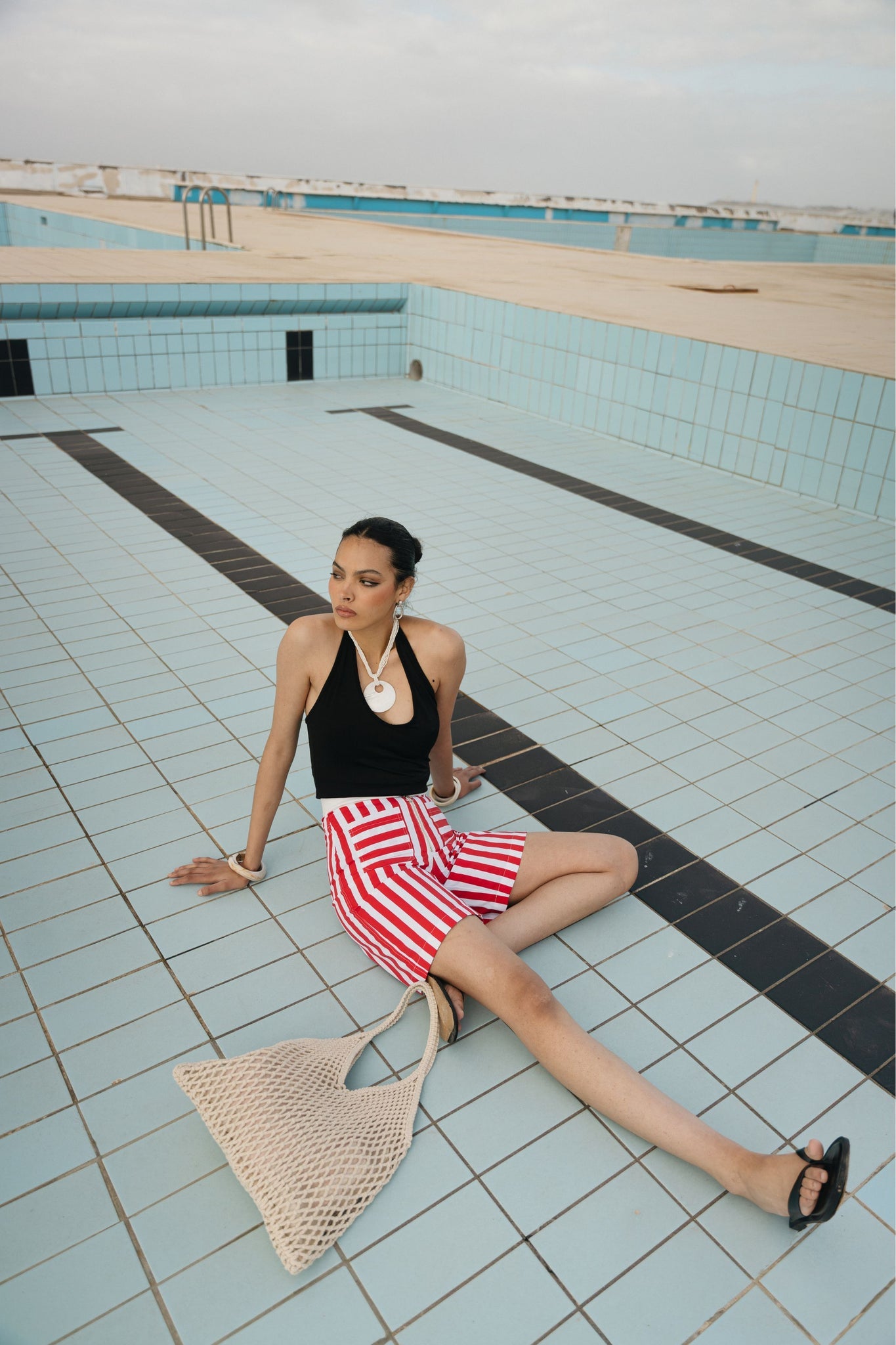 Bobo Paris Les Bas bermuda Suzanne rayures rouge taille M