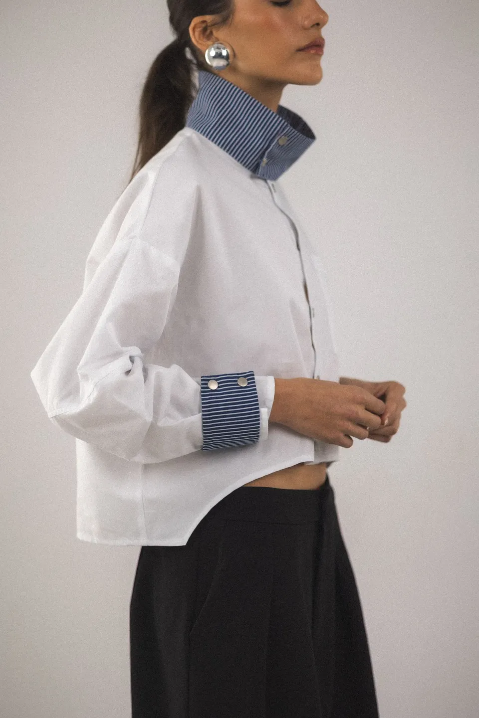 BOBO PARIS Aya chemise col montant blanc coton