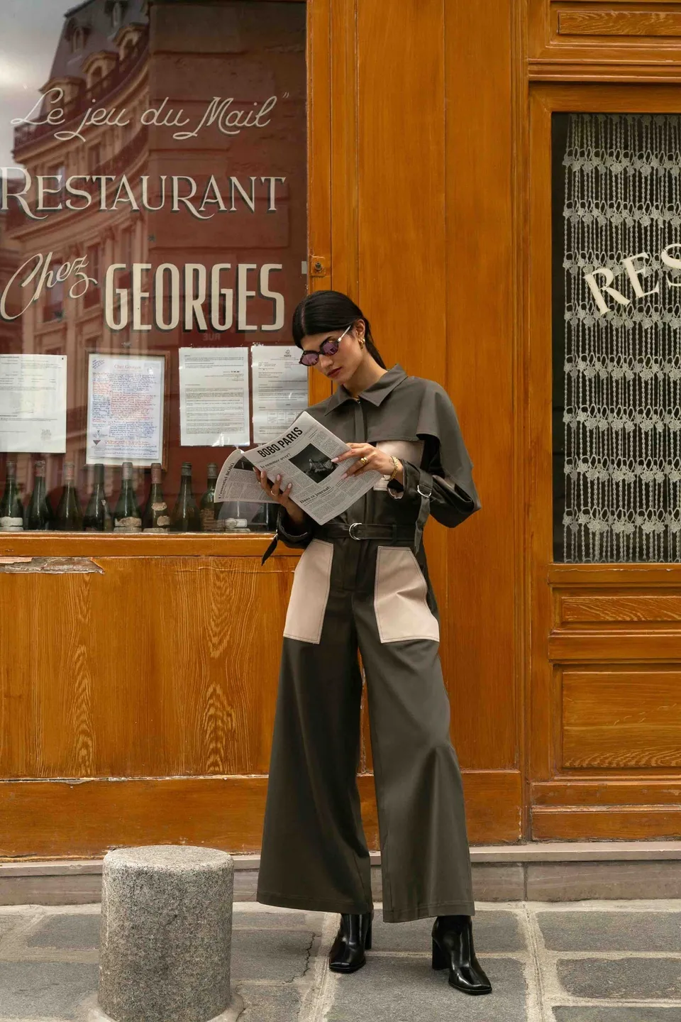 BOBO PARIS Jacqueline combinaison cape vert coton upcyclé