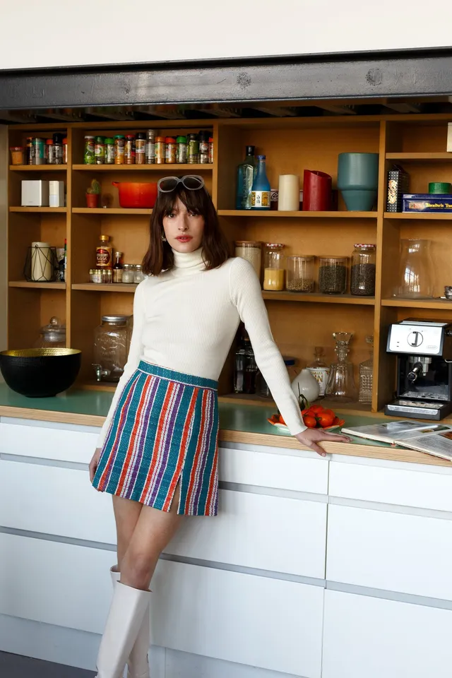 BOBO PARIS Les Bas Véra jupe tweed coton Taille S