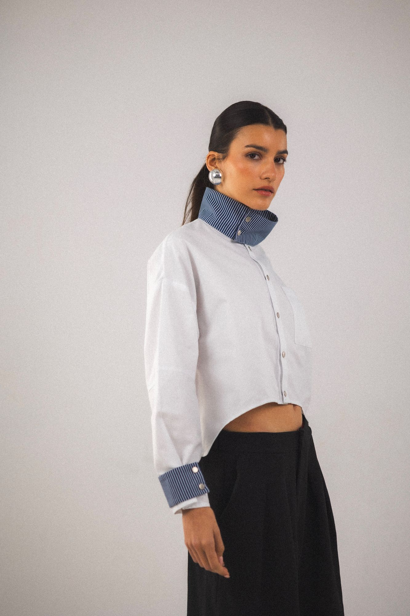 BOBO PARIS Aya chemise col montant blanc coton