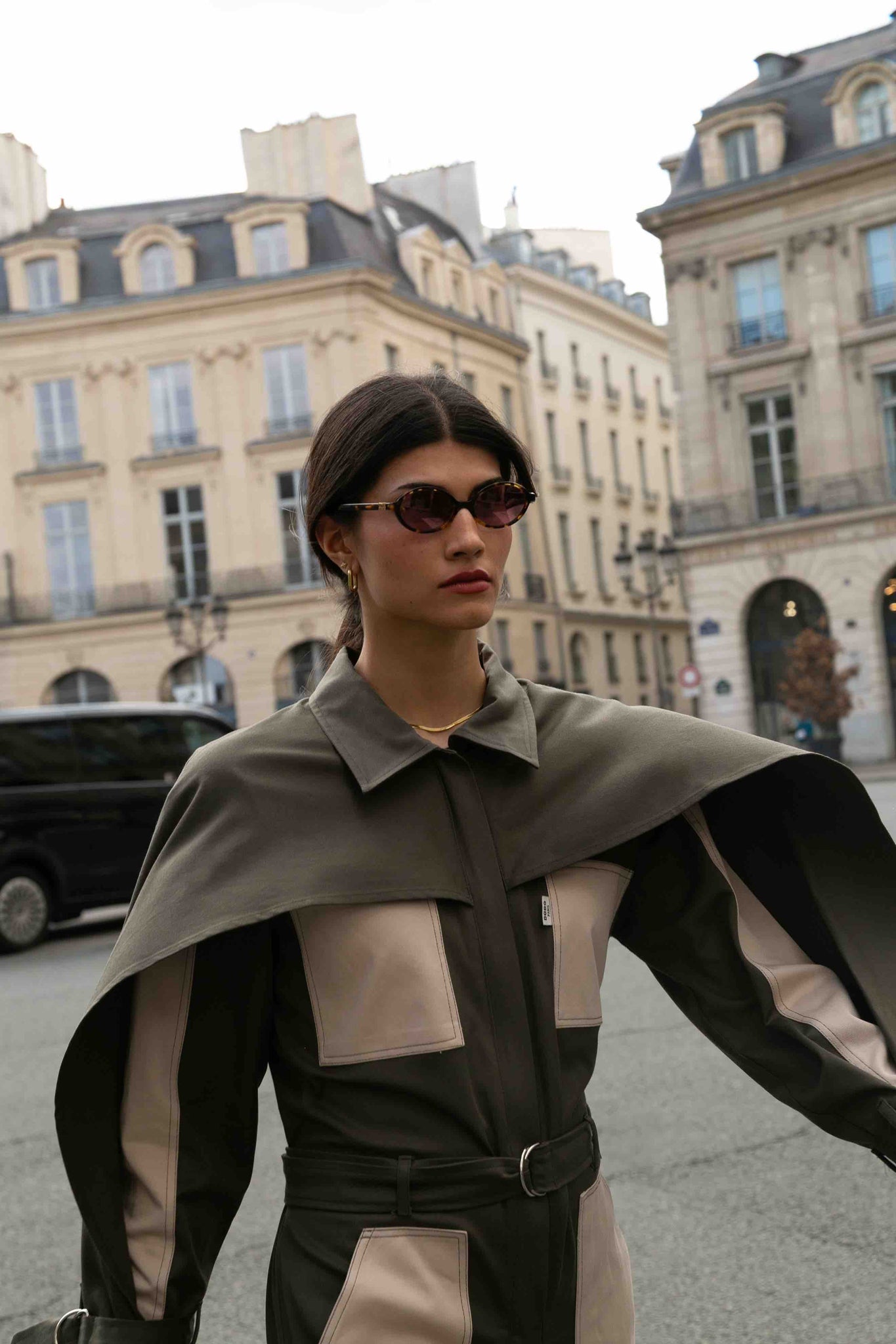 BOBO PARIS Jacqueline combinaison cape vert coton upcyclé