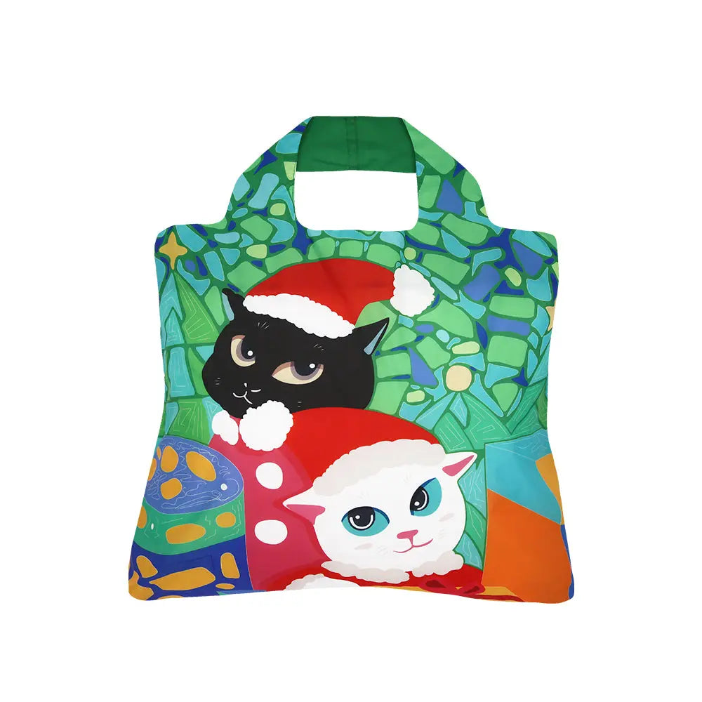 Envirosax Chat de Noël vert sac réutilisable cadeau