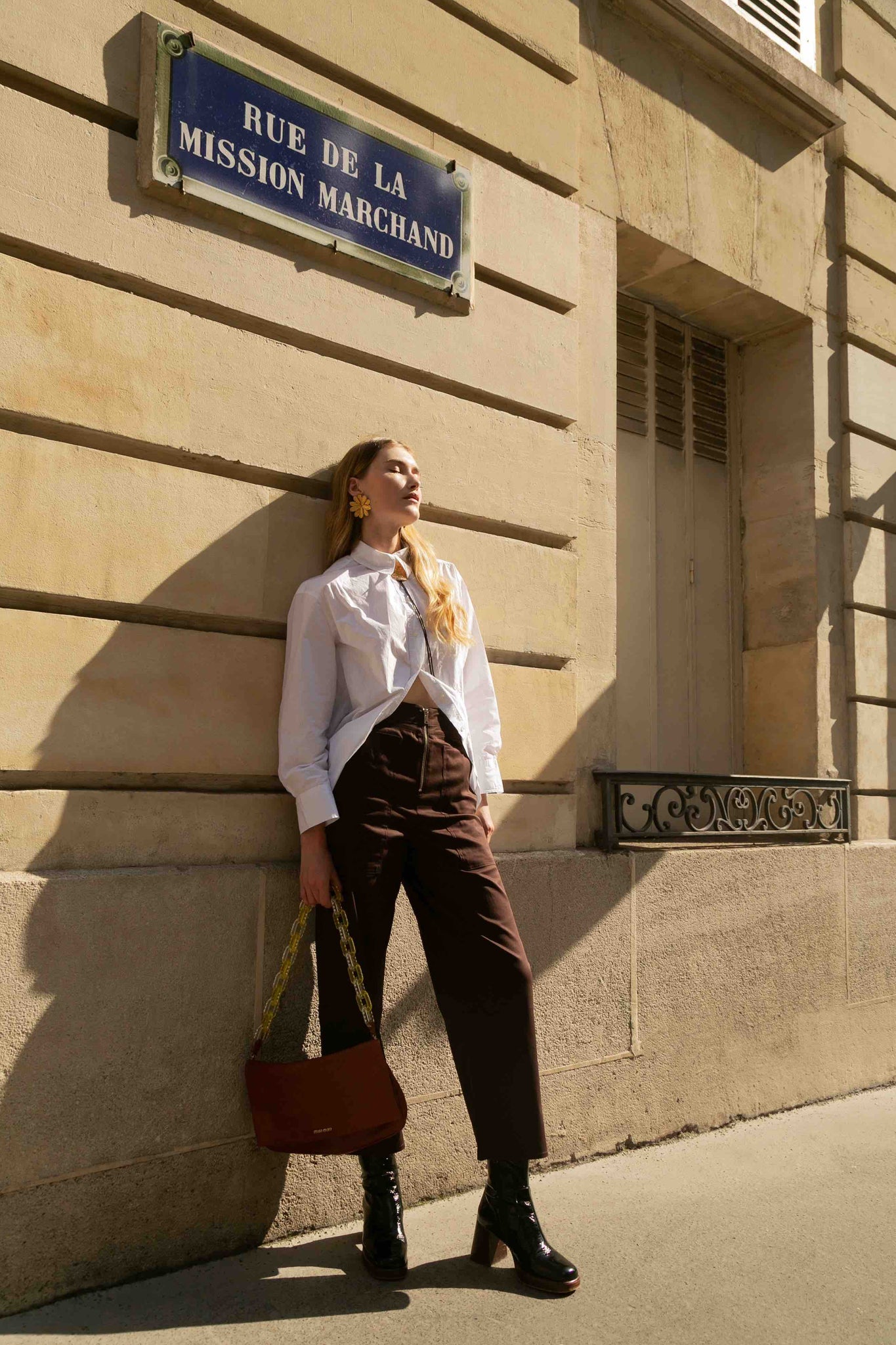 BOBO PARIS Ivy pantalon taille haute marron 7/8