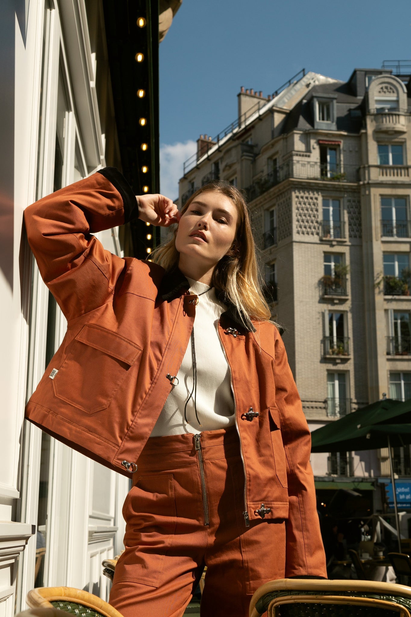 BOBO PARIS Ivy pantalon terracotta taille haute