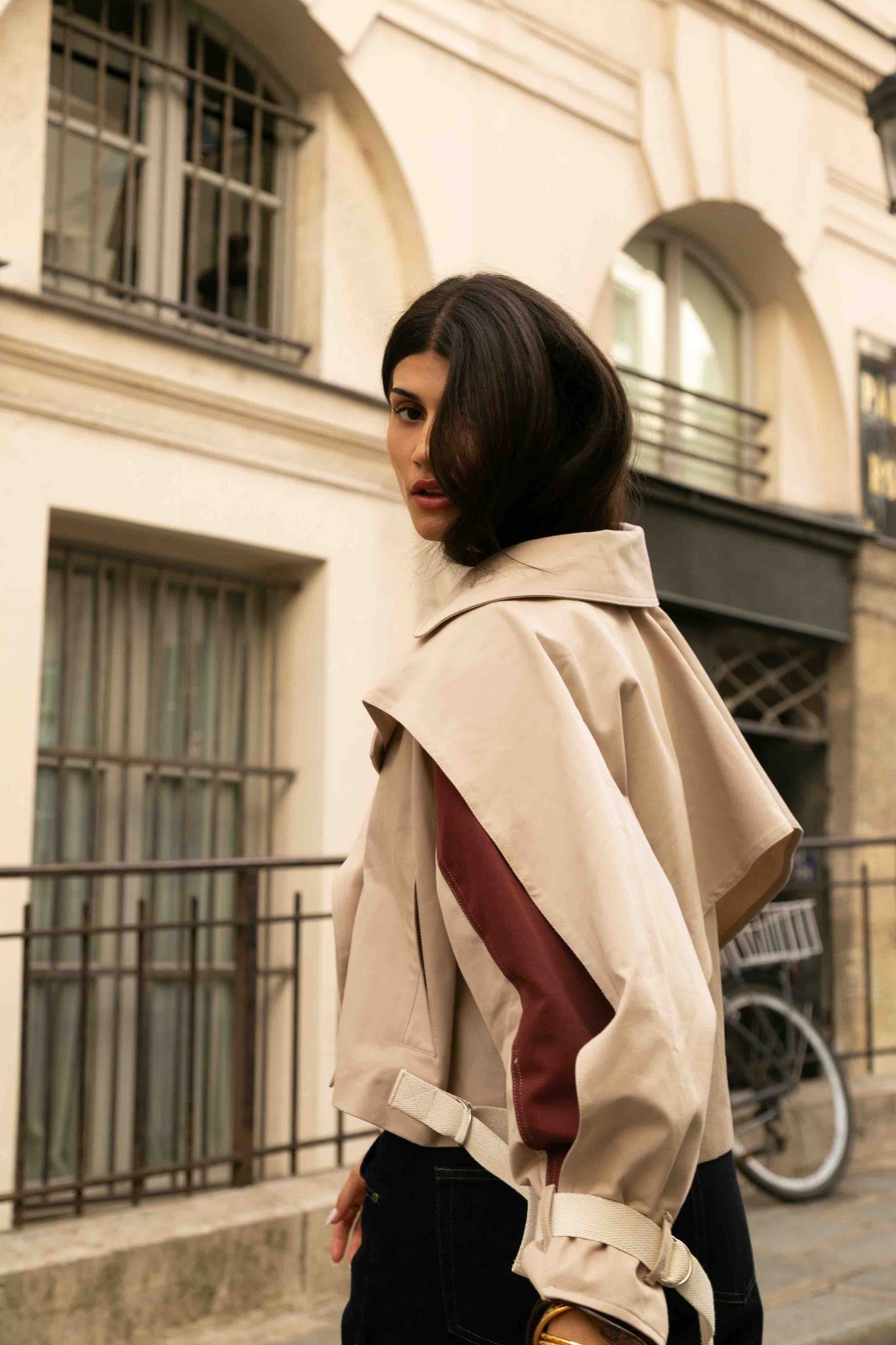 BOBO PARIS Anita trench court beige coton croisé