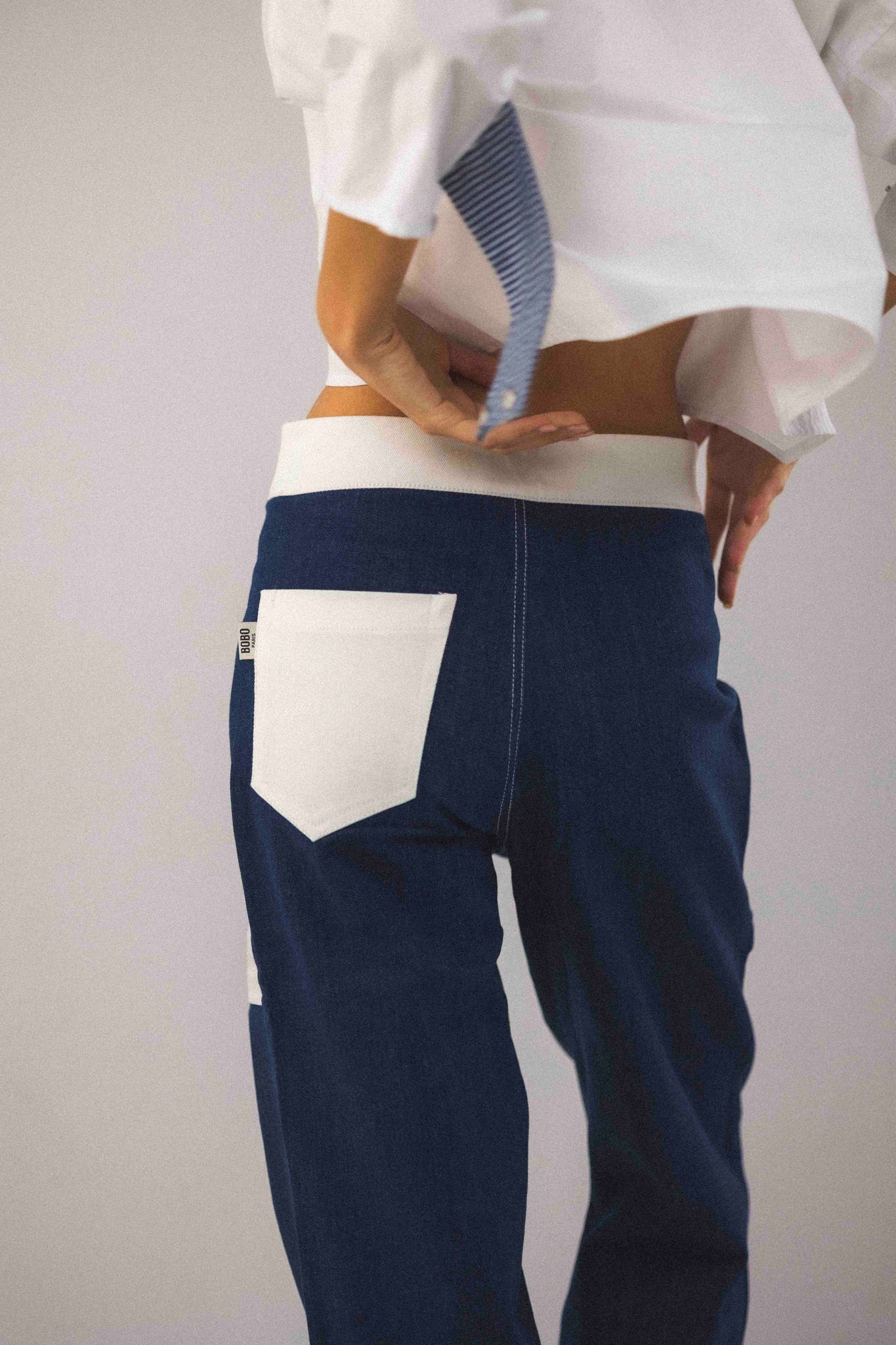 BOBO PARIS Bourgogne pantalon jean bicolore femme