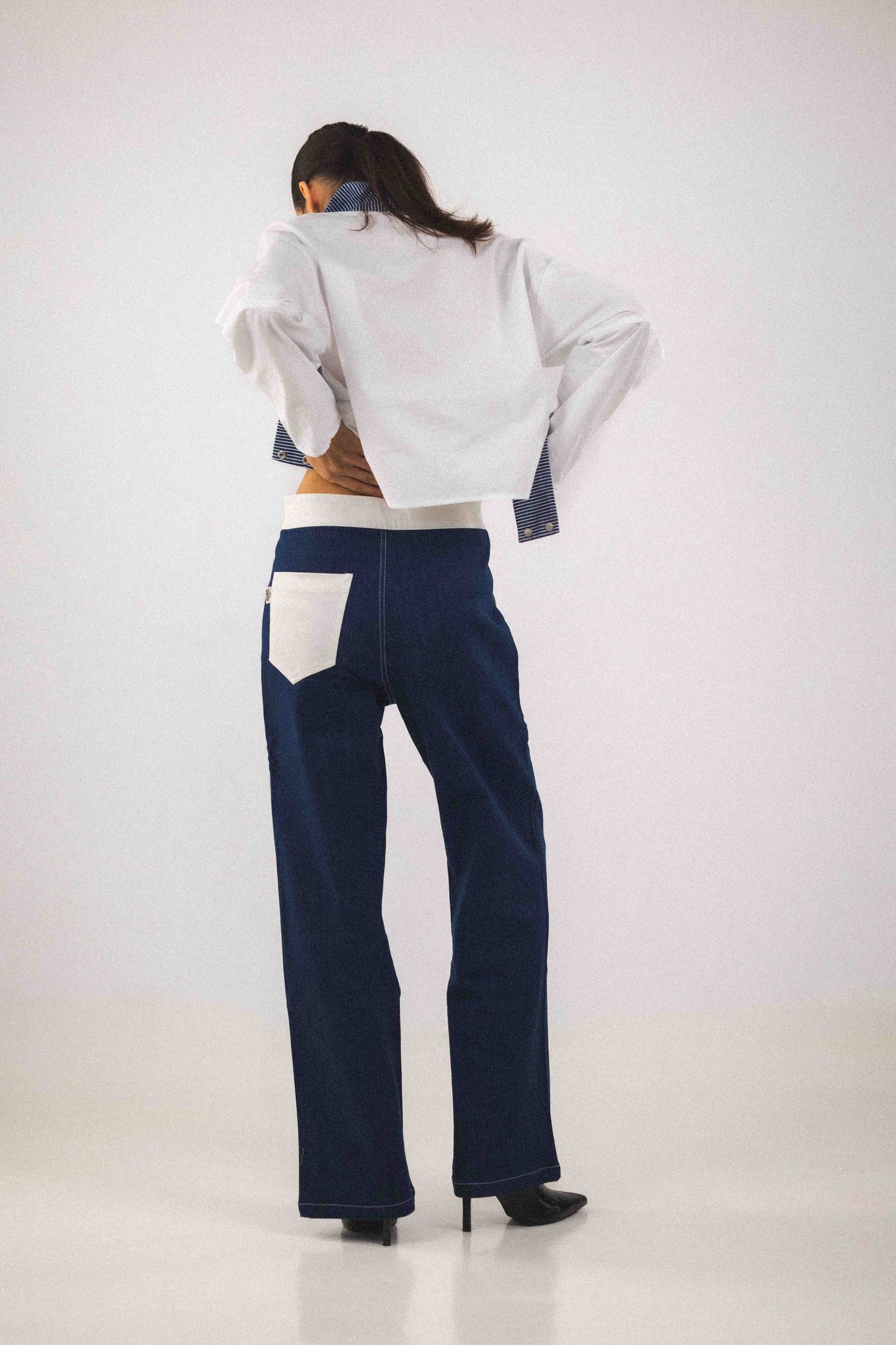 BOBO PARIS Bourgogne pantalon jean bicolore femme
