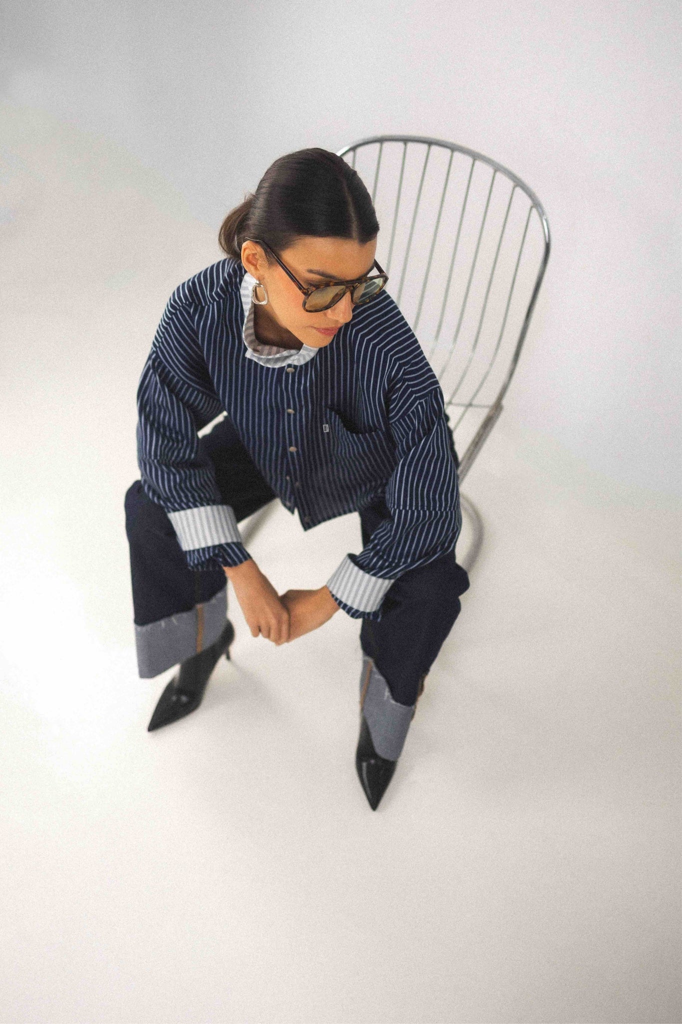 BOBO PARIS Aya chemise col montant bleu coton