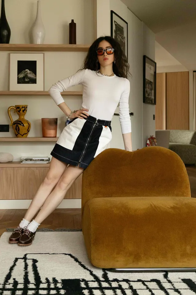 BOBO PARIS Sarah jupe jean taille haute coton brut