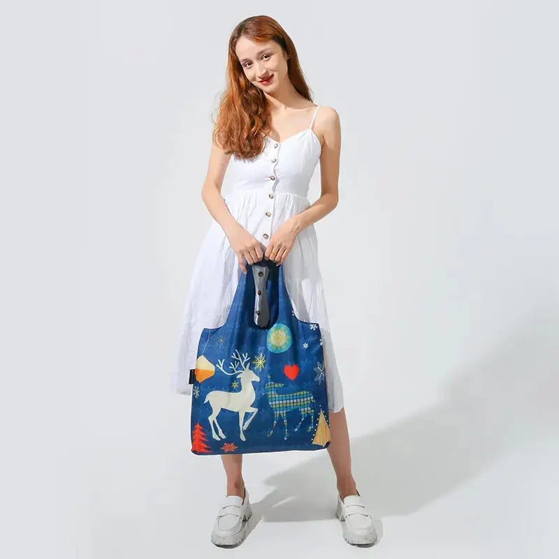Envirosax Cerfs de Noël sac courses cadeau polyester
