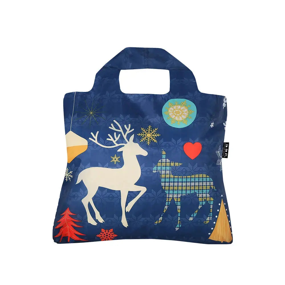 Envirosax Cerfs de Noël sac courses cadeau polyester