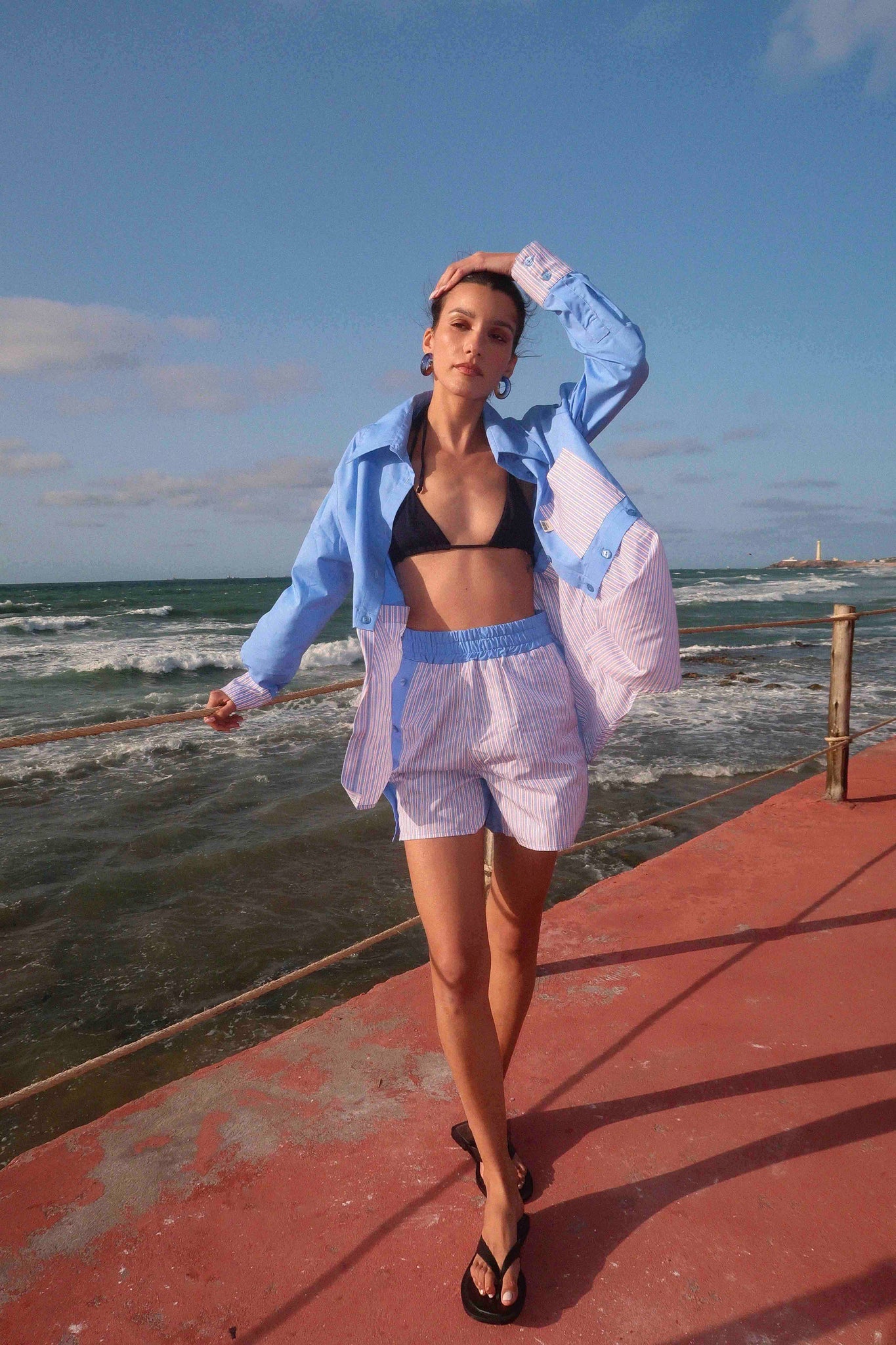 BOBO PARIS Andréa chemise 2 en 1 bleue coton